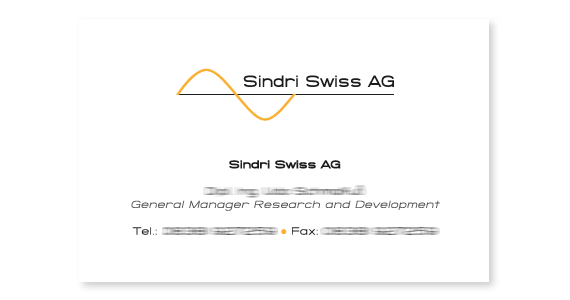Sindri Swiss Visitenkarte